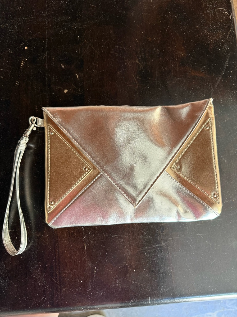 Stylish Metallic Brown Envelope Wristlet Clutch